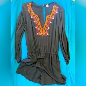 Woman’s romper black with Spanish style detail, size M